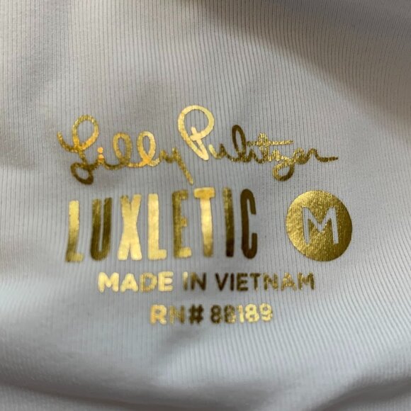 Lilly Pulitzer Luxletic Womens Leggings M Cropped Stretch Blue Ocean Tropical - Picture 7 of 7